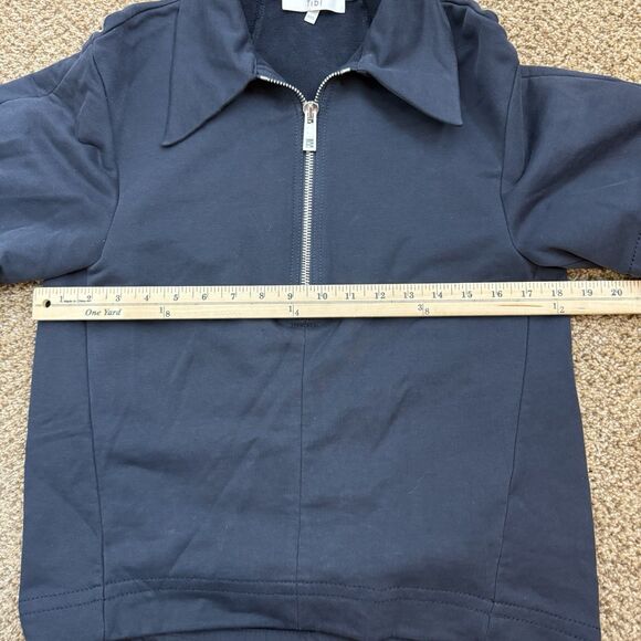 Tibi Quarter Zip Black Polo Blouse Women’s Sz XXS Oversized Contemporary - Picture 7 of 9